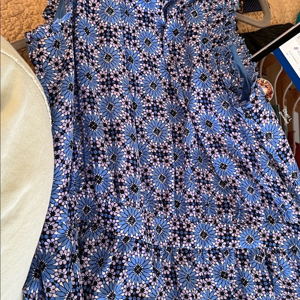 Banana Republic  blue Tiered dress Size 14 - Picture 3 of 5